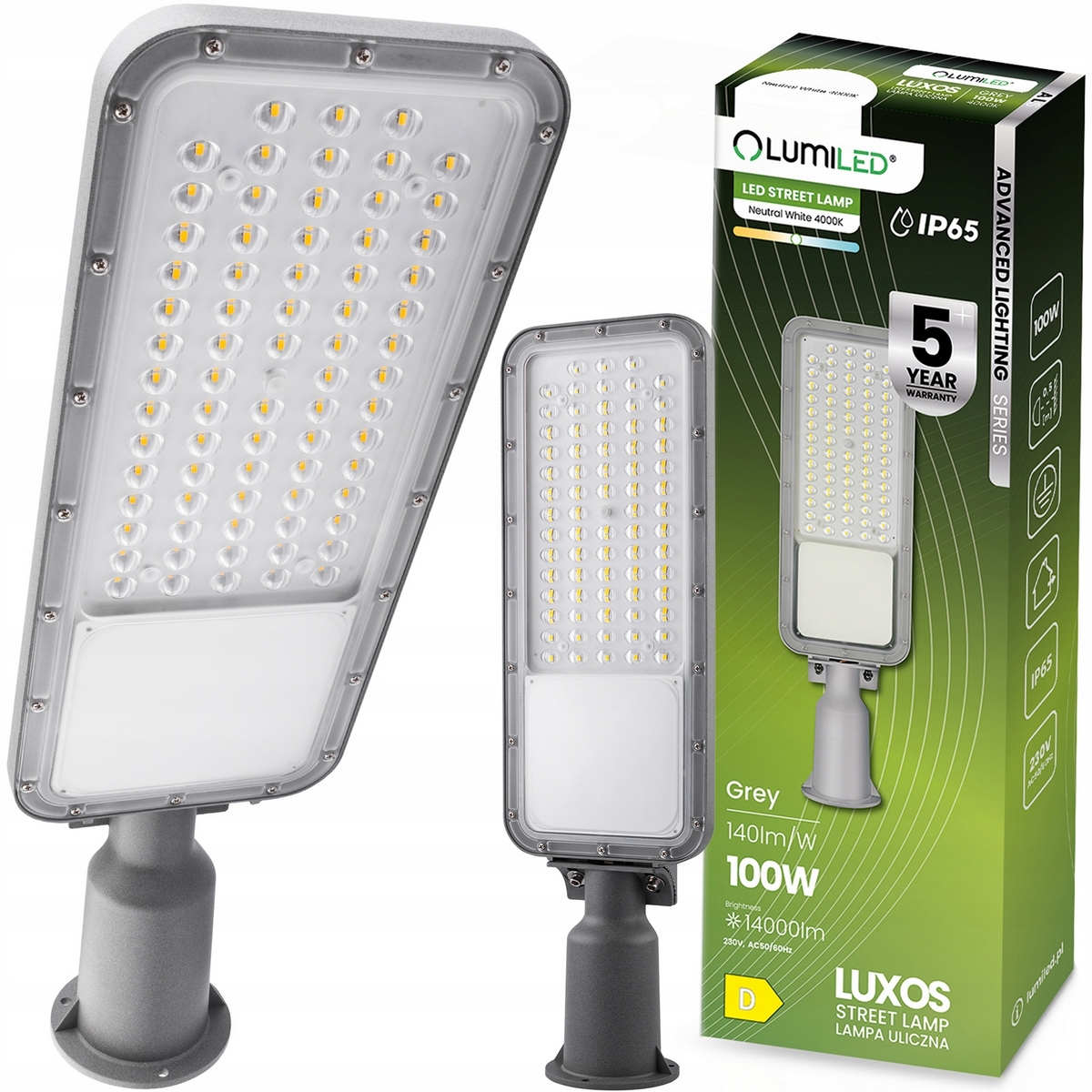 Pouličné svietidlo Lumiled 100 W 14000 lm napájané zo siete